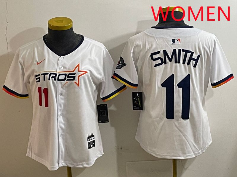 Women Houston Astros #11 Smith White three generations Joint Name Nike 2025 MLB Jersey style 2